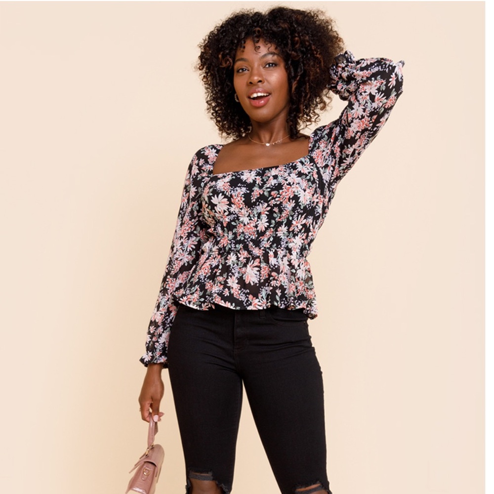 Chrissy Long Sleeve Floral Top